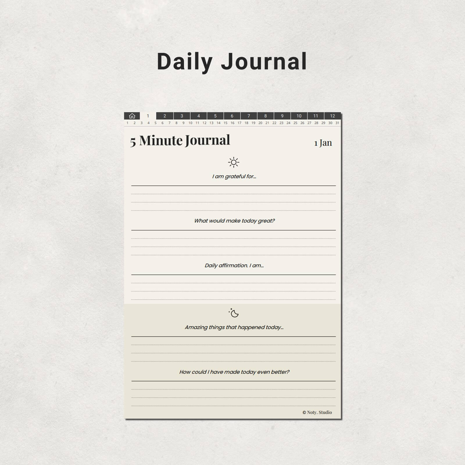 Digital 5 Minute Journal PDF for PDF Annotation APP - Noty Studio