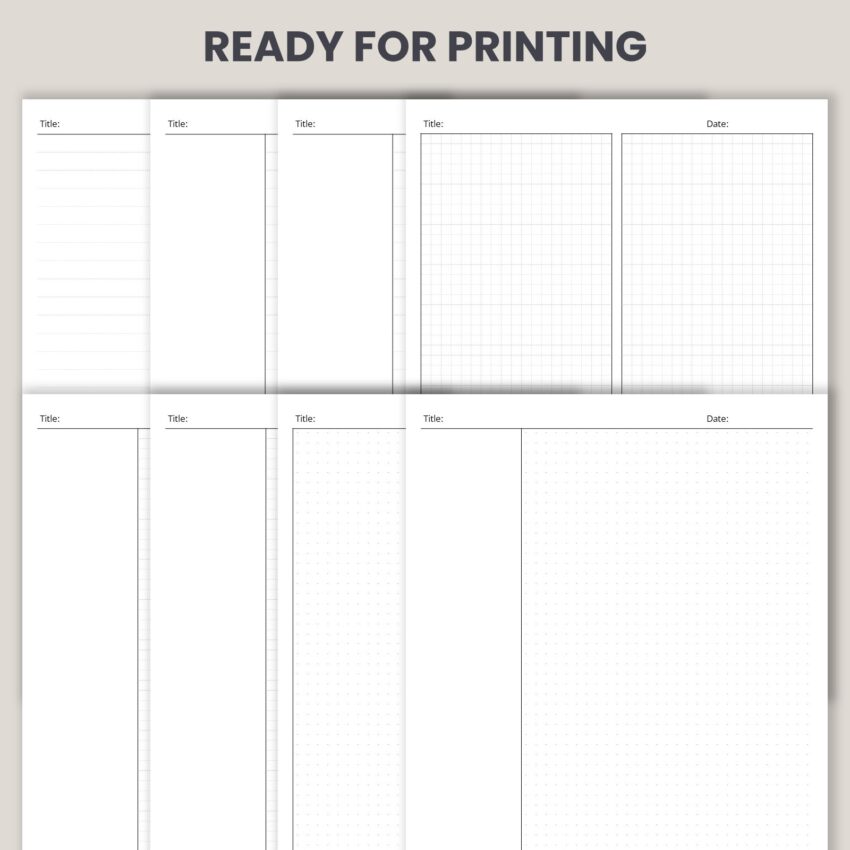 Printable Digital Note Paper, Lined, Grid, Dotted, For Tablet-2