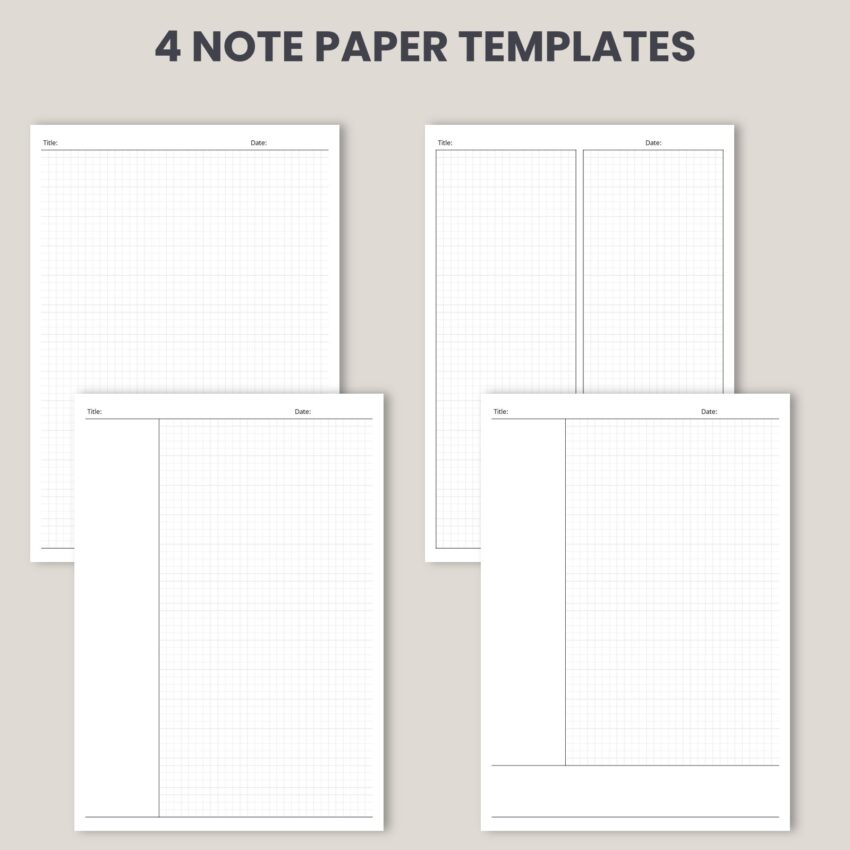 Printable Digital Note Paper, Lined, Grid, Dotted, For Tablet-5