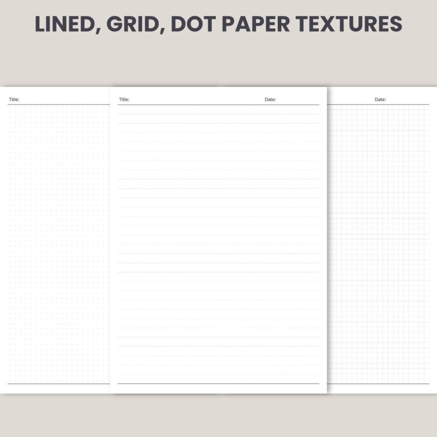 Printable Digital Note Paper, Lined, Grid, Dotted, For Tablet-6