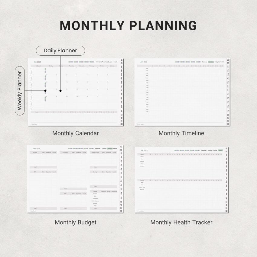 2025 Digital Planner monthly planner 5020-6