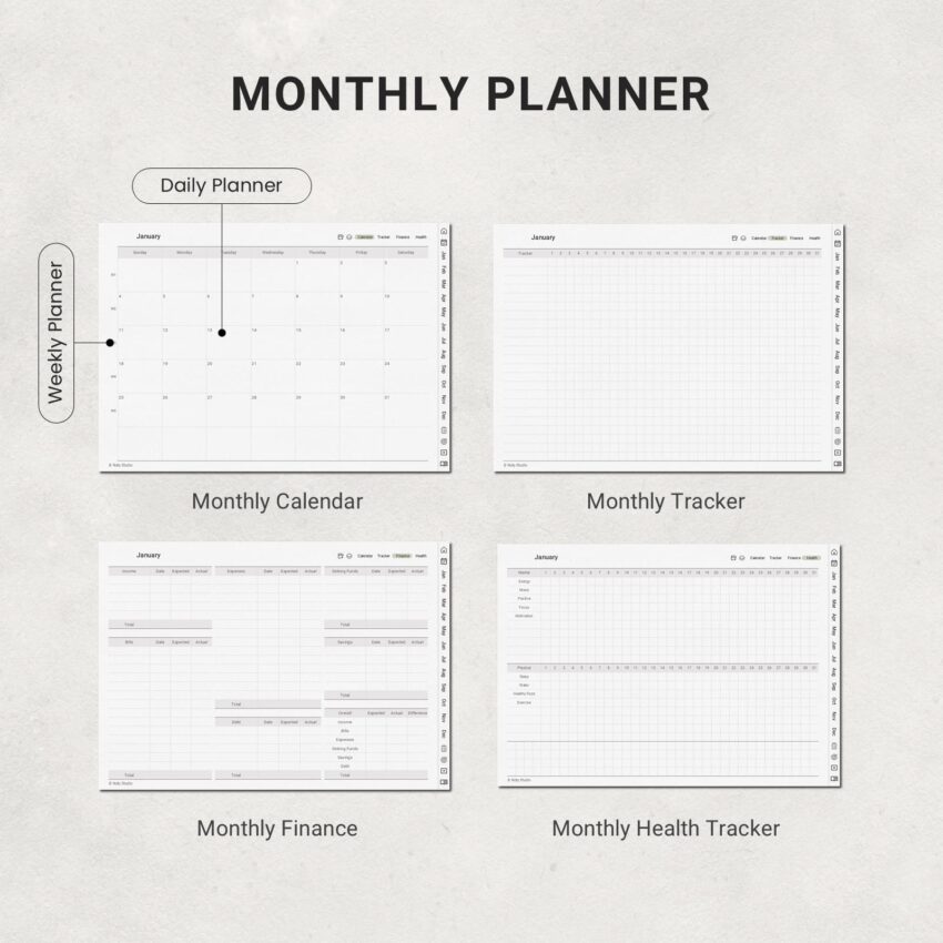 2027 Digial Planner - Monthly Planner