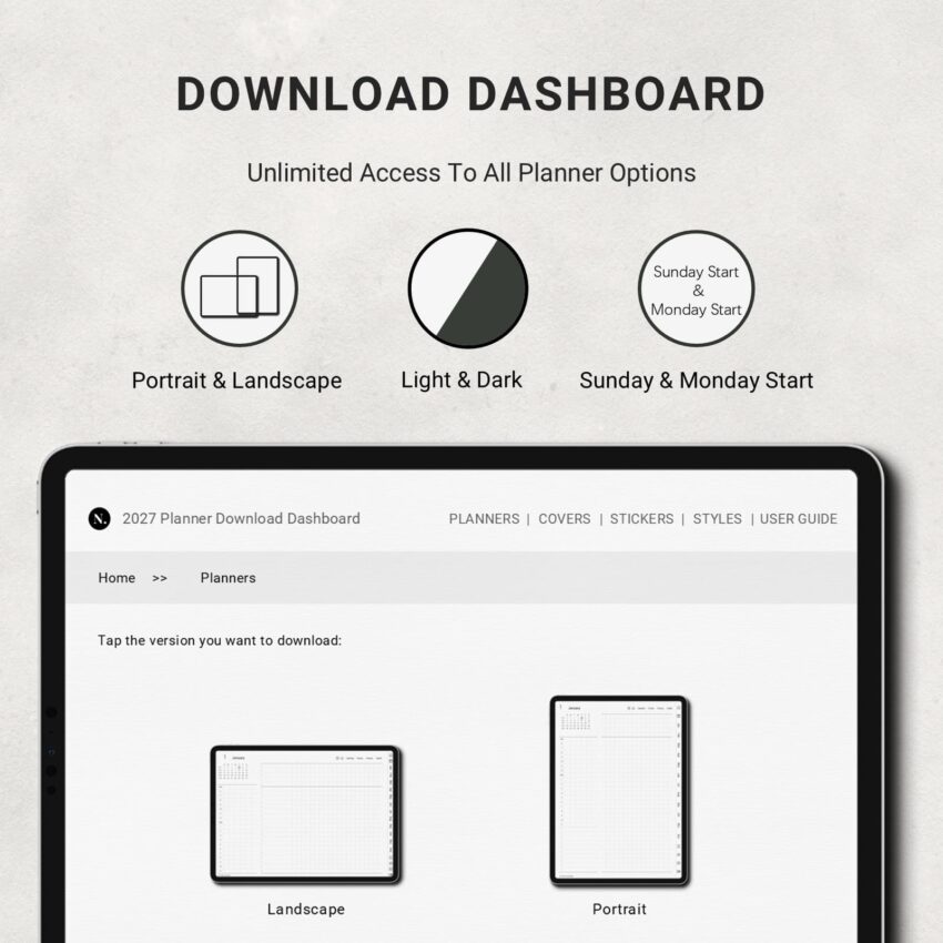 2027 Digial Planner - Download Dashboard