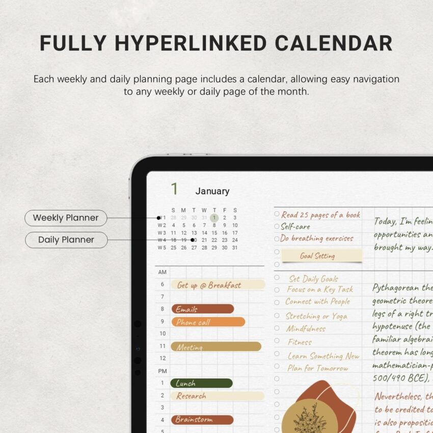 2027 Digial Planner - Fully Hyperlinked Calendar